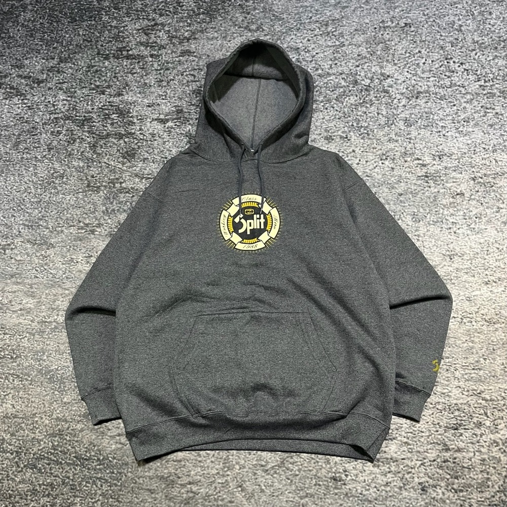 NWT Split Skateboards Hoodie Sweatshirt Mens Medium Gray Oversized Vintage Y2K